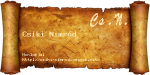 Csiki Nimród névjegykártya